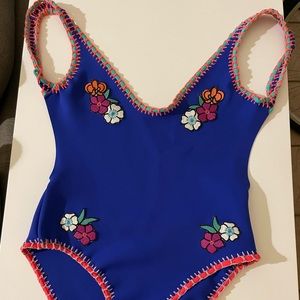 topshop embroidered one piece swimsuit